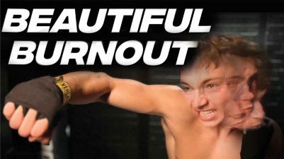 Close-up photo of male boxer throwing a punch next to title Beautiful Burnout