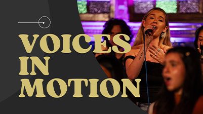 Girls singing with text Voices in Motion